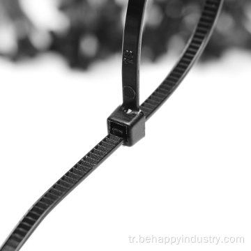 Plastik fermuarlı bağlar Kendi kendine kilitlenen siyah kablo bağları